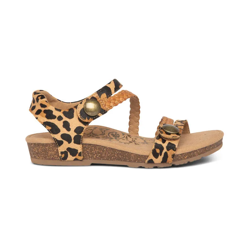 Aetrex Women's Jillian Braided Quarter Strap Sandal - Leopard SC498