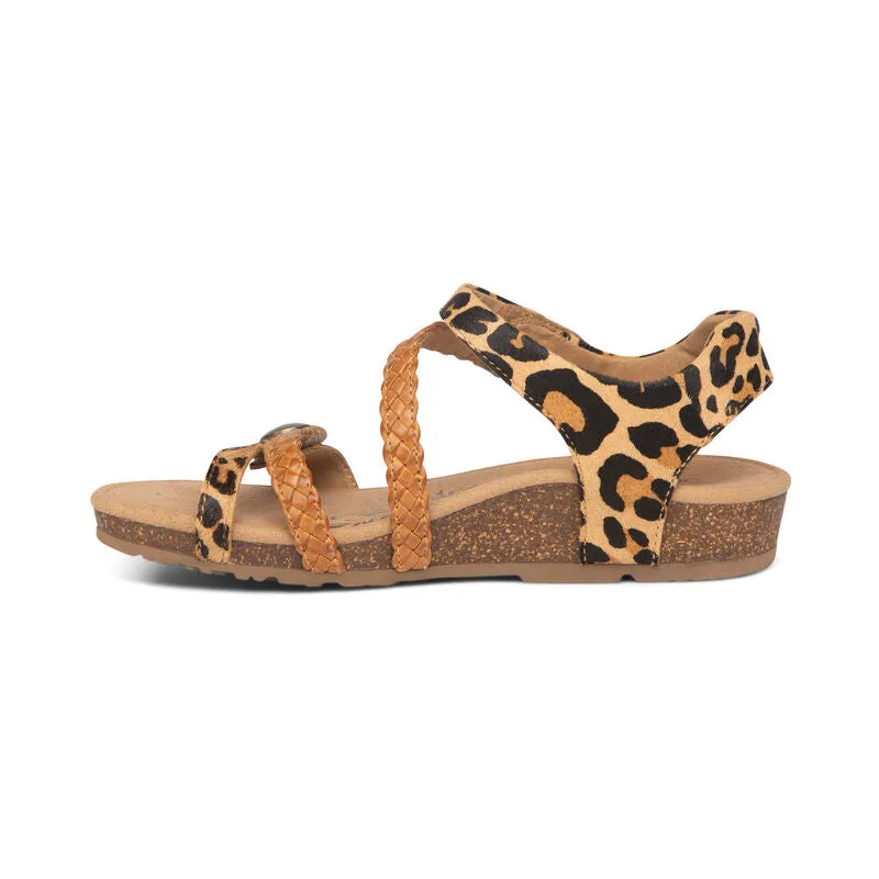 Aetrex Women's Jillian Braided Quarter Strap Sandal - Leopard SC498