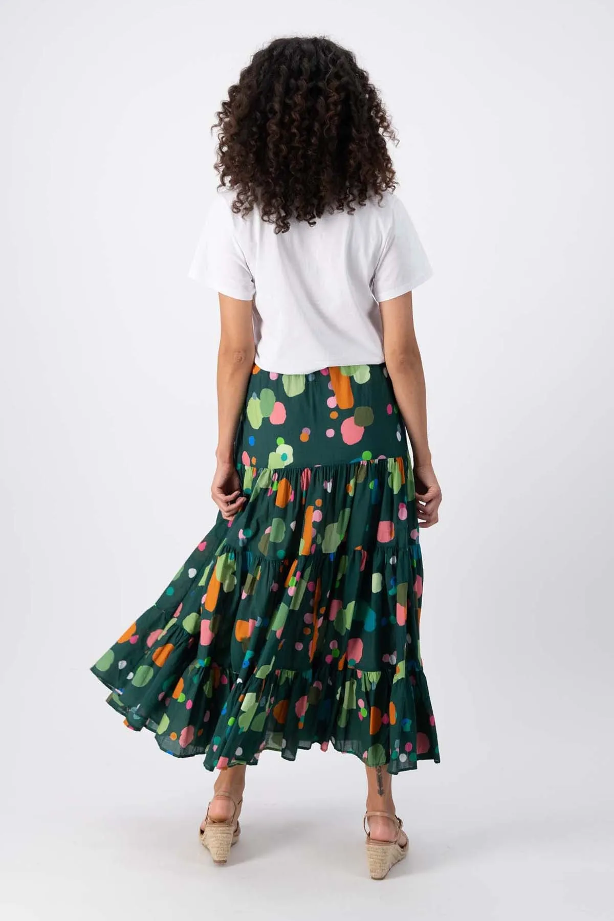 Astra LAX Tiered Skirt Green in Cotton Voile