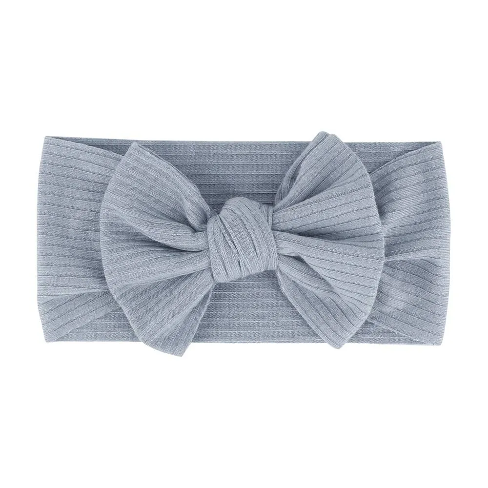 Baby Textured Single Soft Bow Knot Headband — Blue