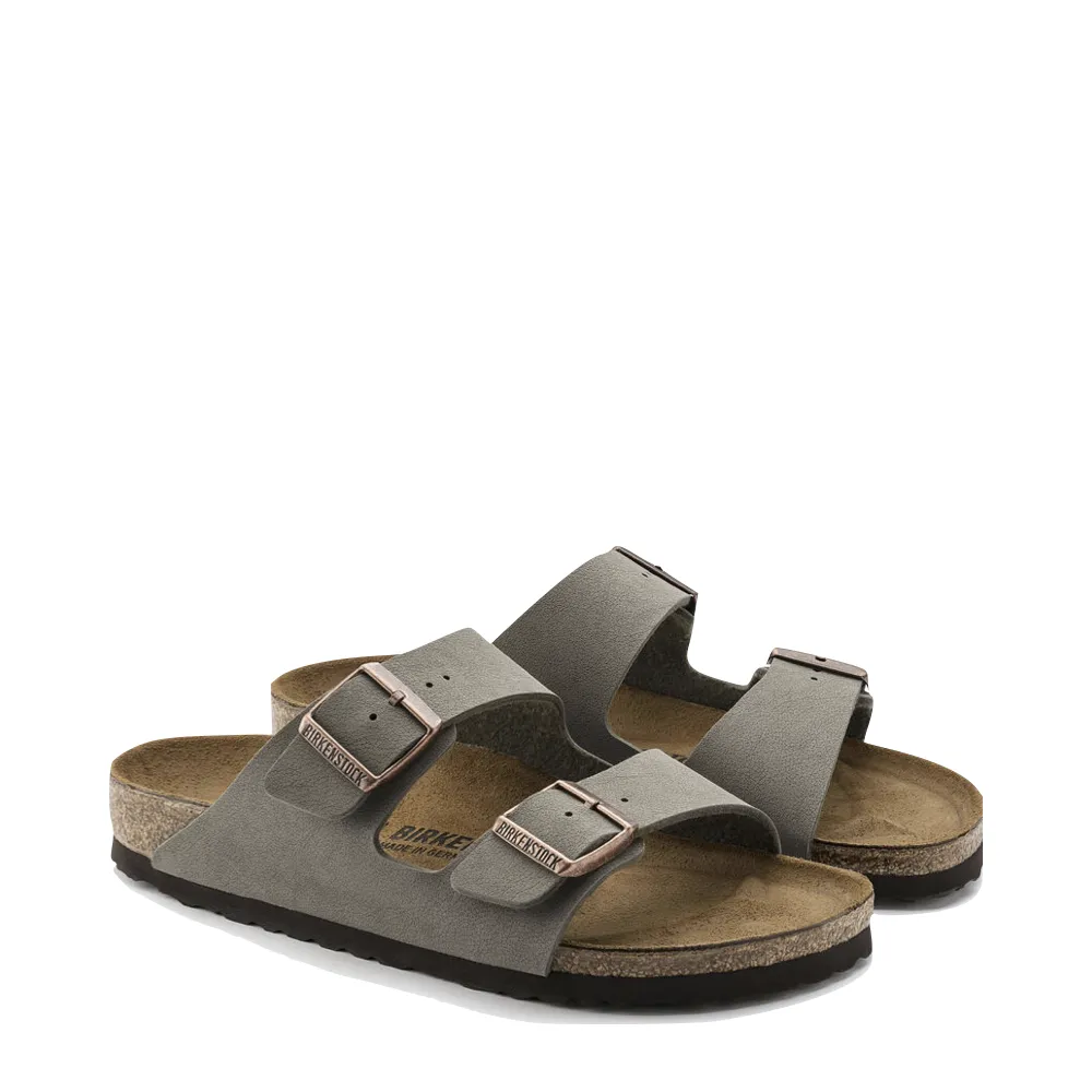 Birkenstock Arizona Birkibuc Sandal in Stone Grey