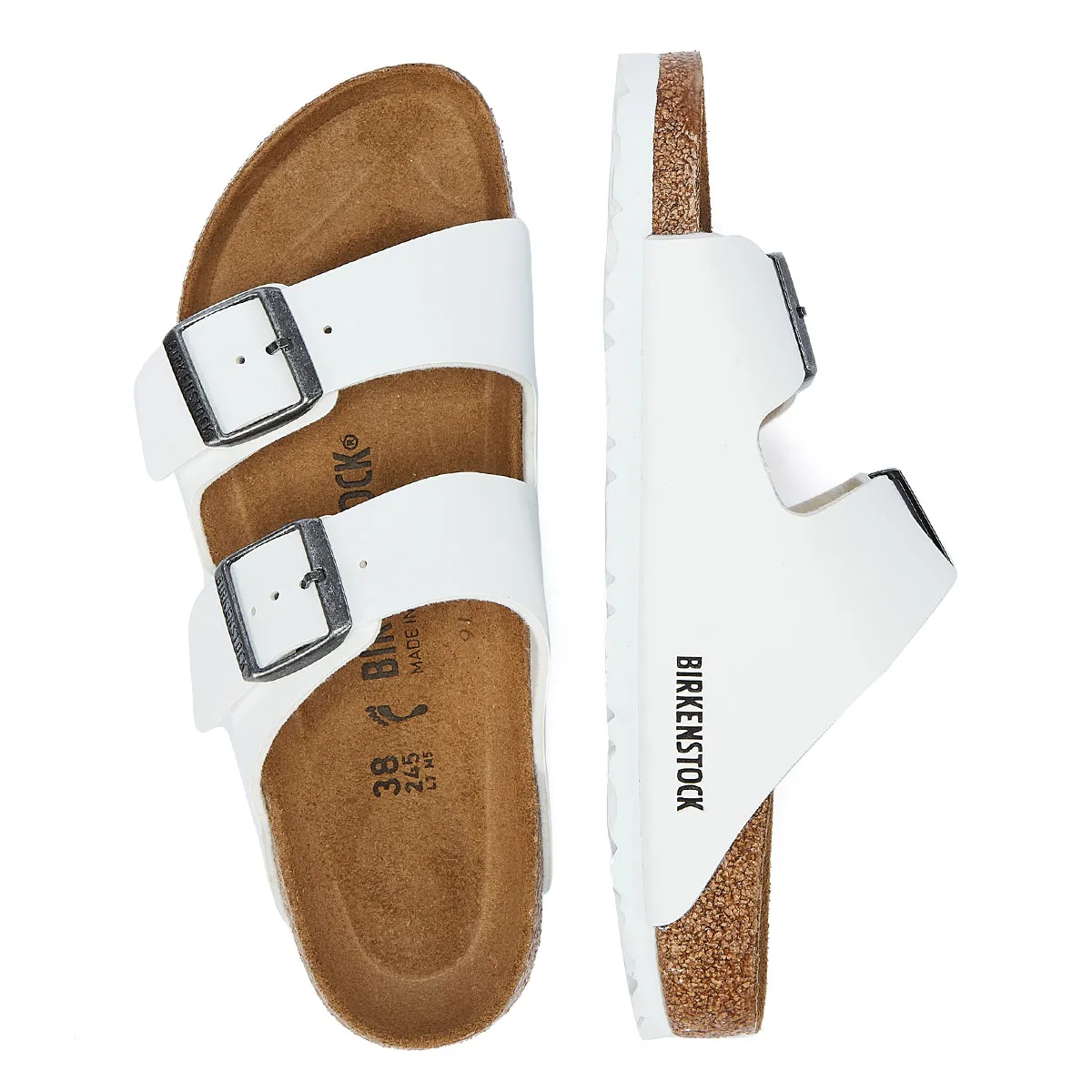 Birkenstock Arizona Birko Flor White Narrow Sandals