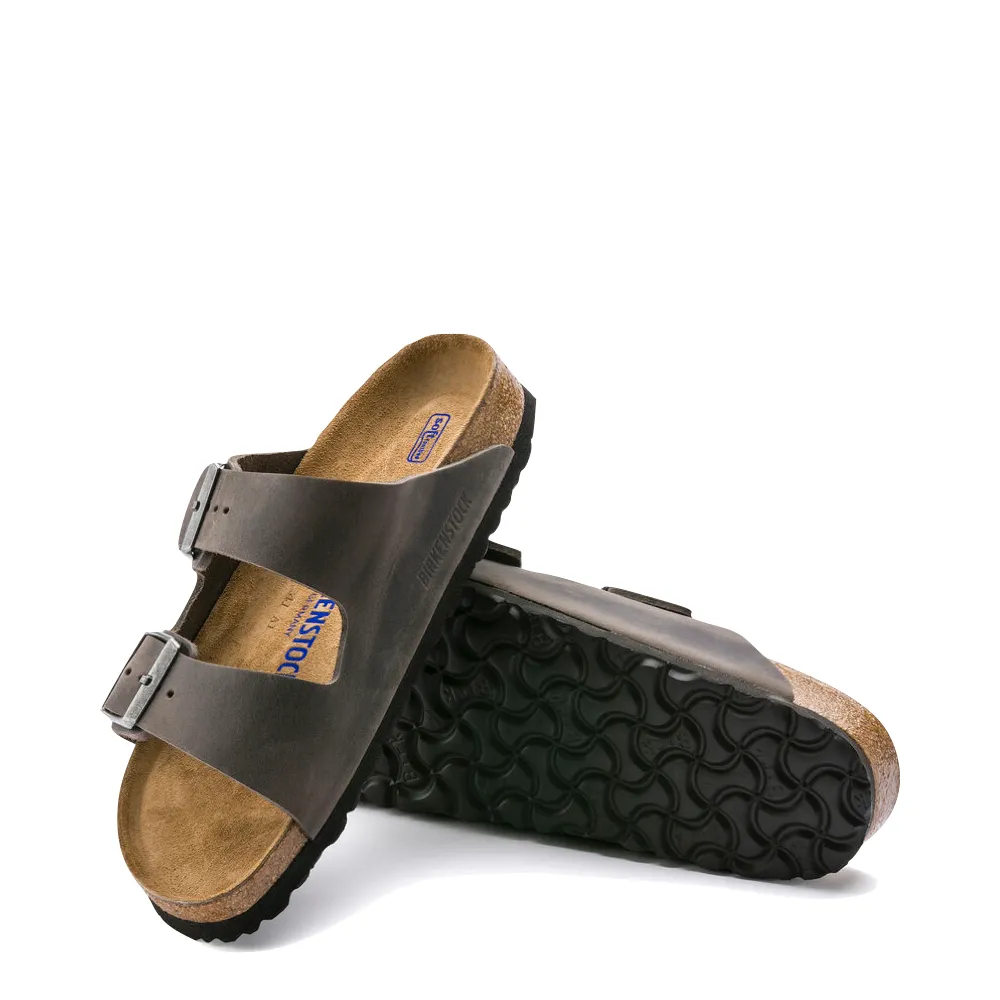 Birkenstock Arizona Oiled Leather Soft Footbed Sandal in Iron Grey