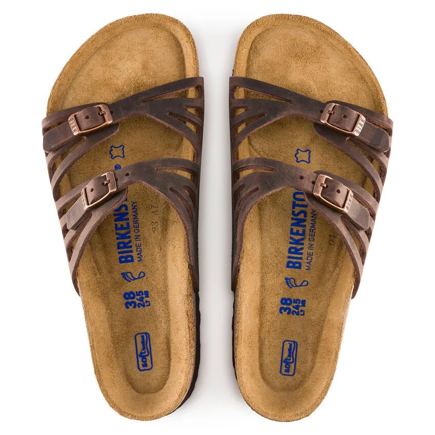 BIRKENSTOCK GRANADA SOFT FOOTBED SANDAL - HABANA OILED LEATHER