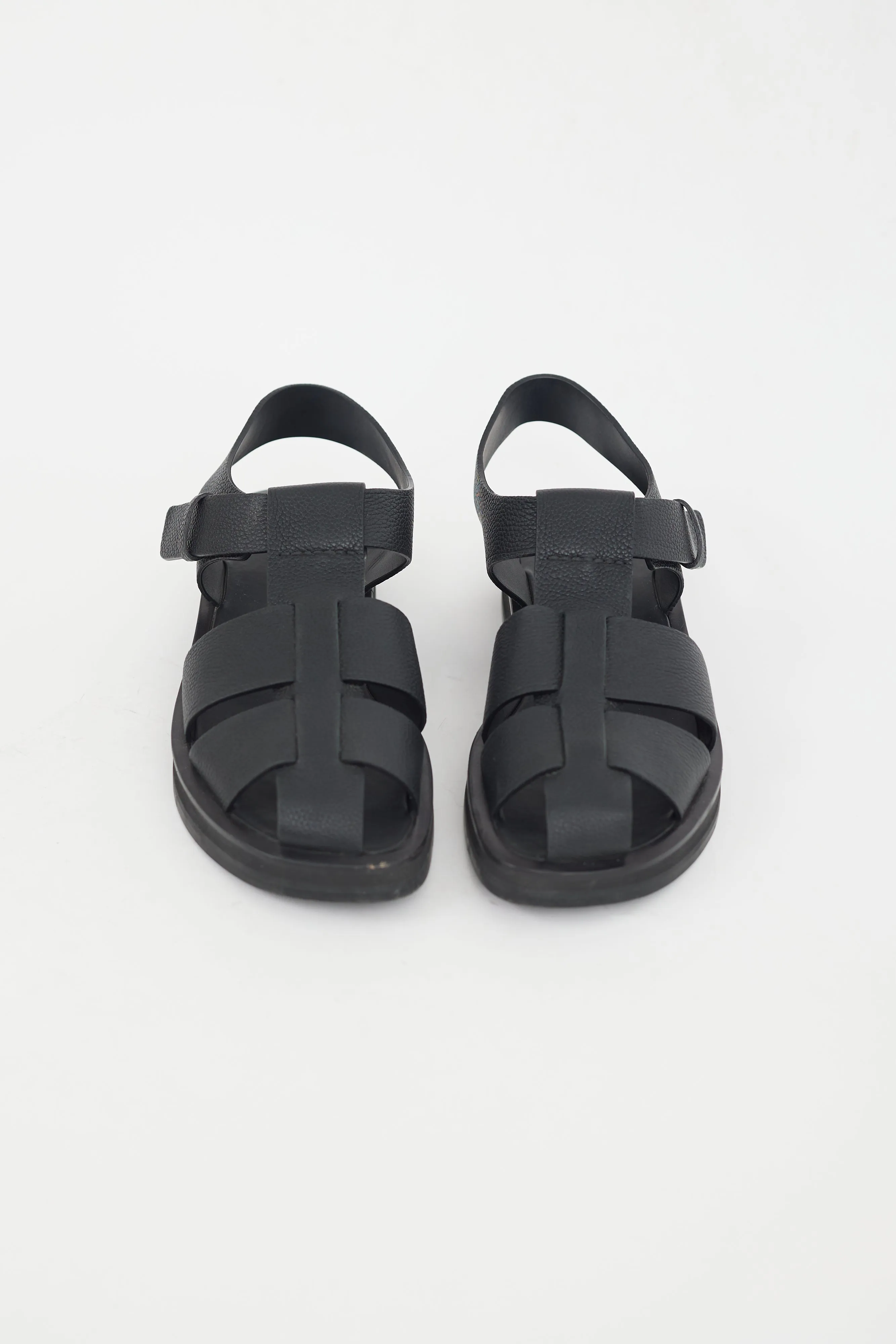 Black Leather Fisherman Sandal