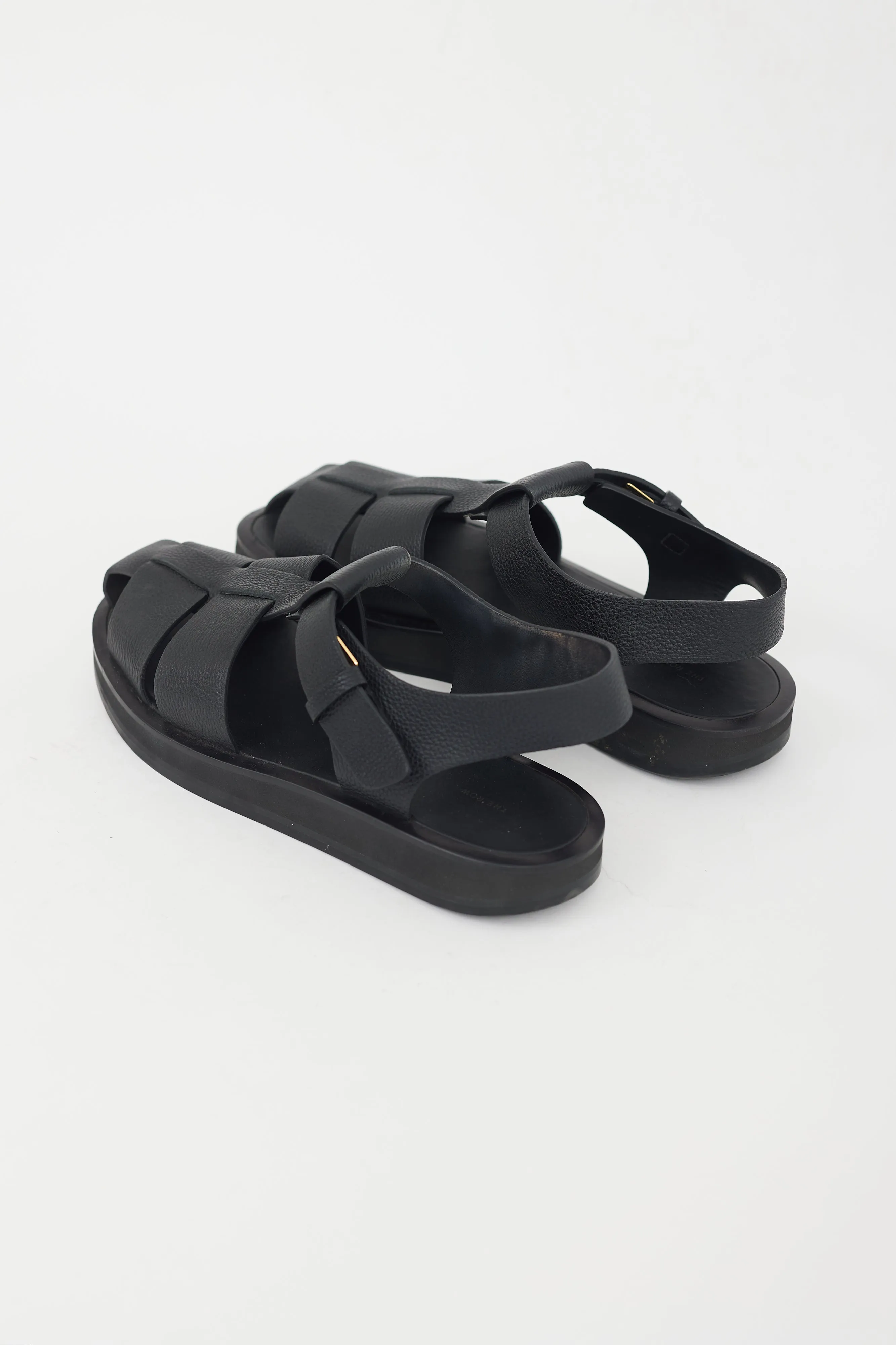 Black Leather Fisherman Sandal