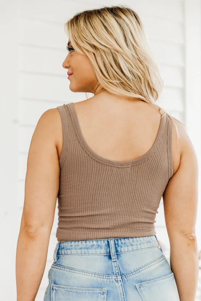 Can't Wait To See Taupe Ribbed Knit V-Neck Bra Top FINAL SALE