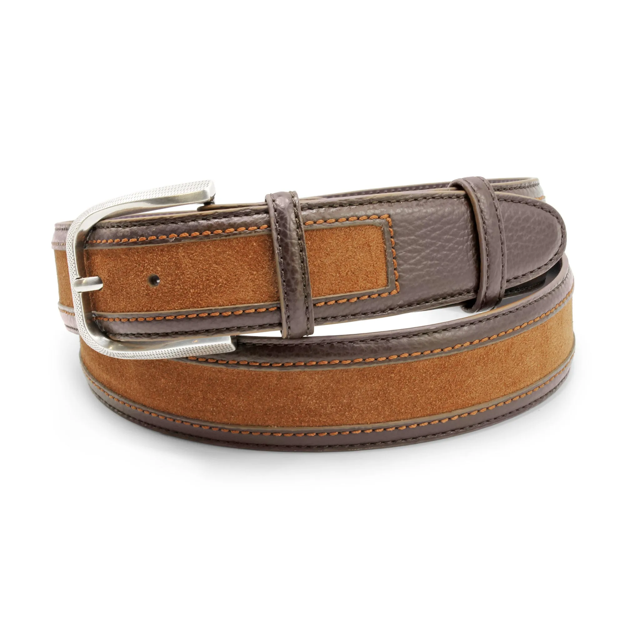 Choc/Tan Mix Coltrane Dimple Prong Belt