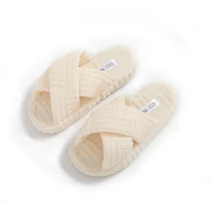 Cream Textured Slippers