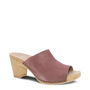 Dansko Women's Tandi Heeled Slide Sandal in Rose Nubuck