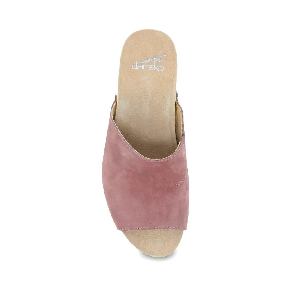 Dansko Women's Tandi Heeled Slide Sandal in Rose Nubuck