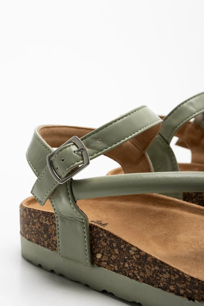 Diagonal Strap Sandal Green