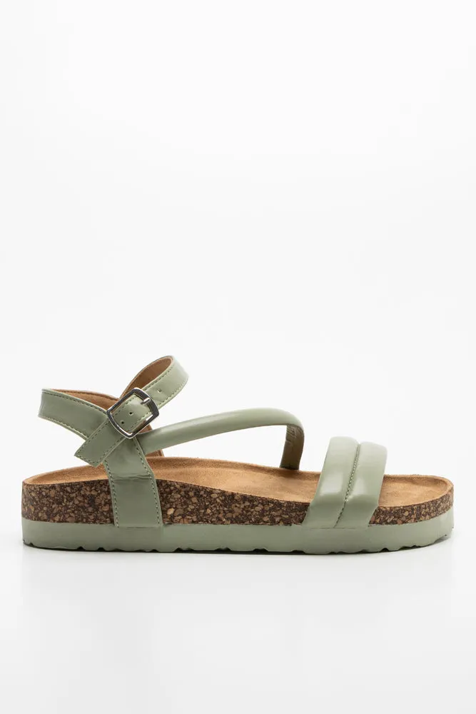 Diagonal Strap Sandal Green