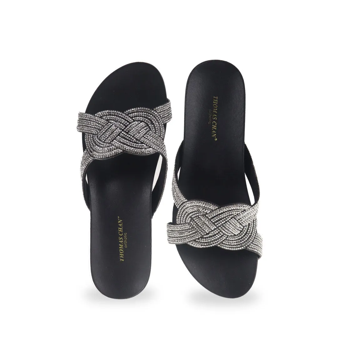 [EXTRA 20% off at cart] Diamond Knot-Decor Slide on Sandals