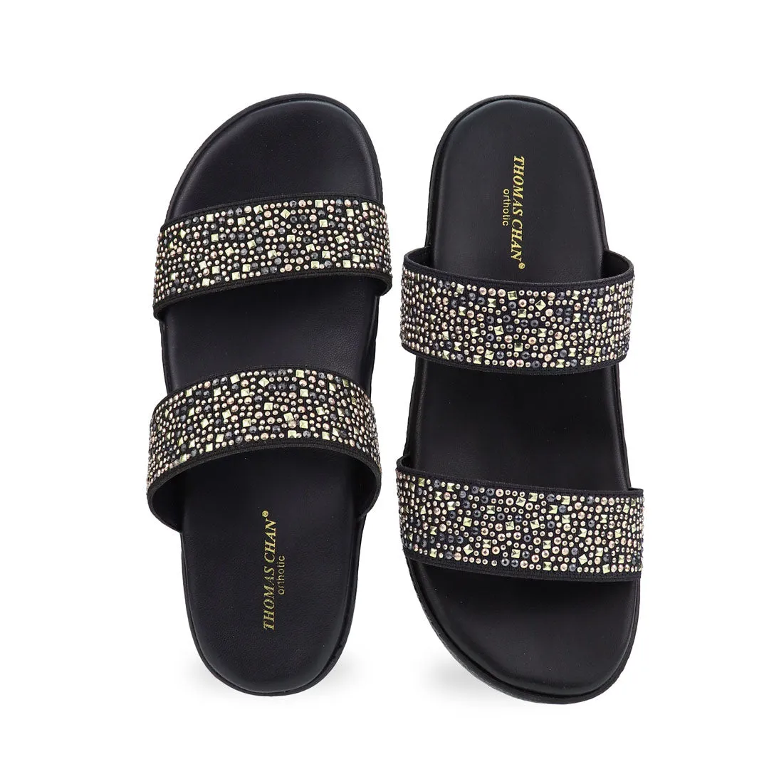 [EXTRA 20% off at cart] Strappy Rhinestone Flatform Sandals