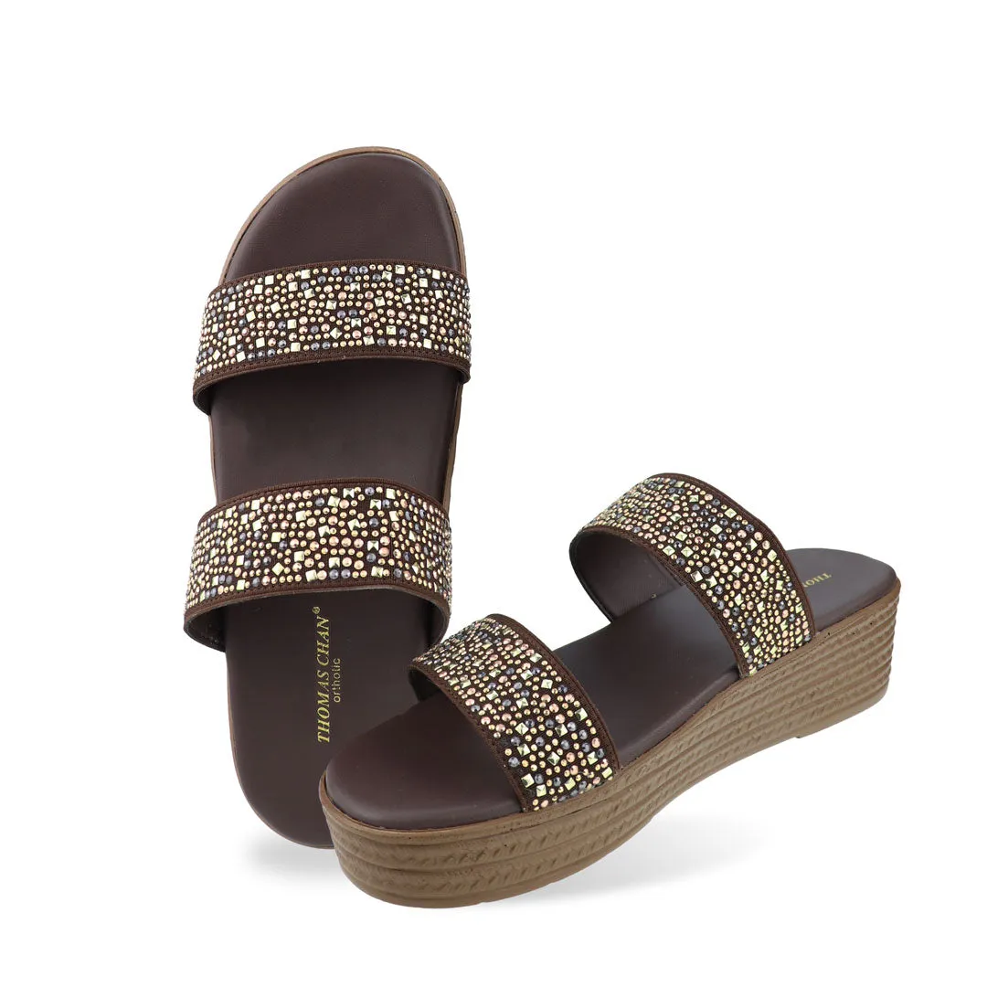 [EXTRA 20% off at cart] Strappy Rhinestone Flatform Sandals