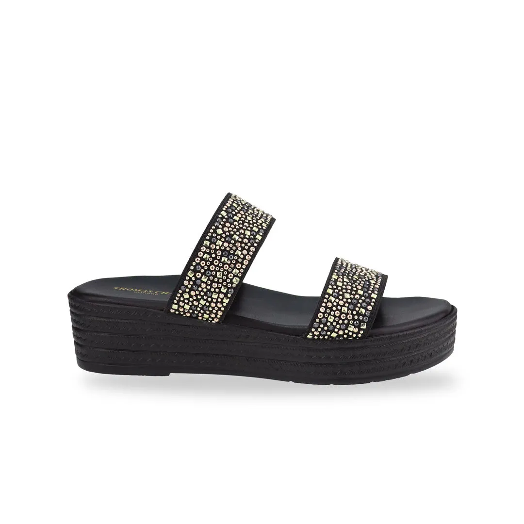 [EXTRA 20% off at cart] Strappy Rhinestone Flatform Sandals