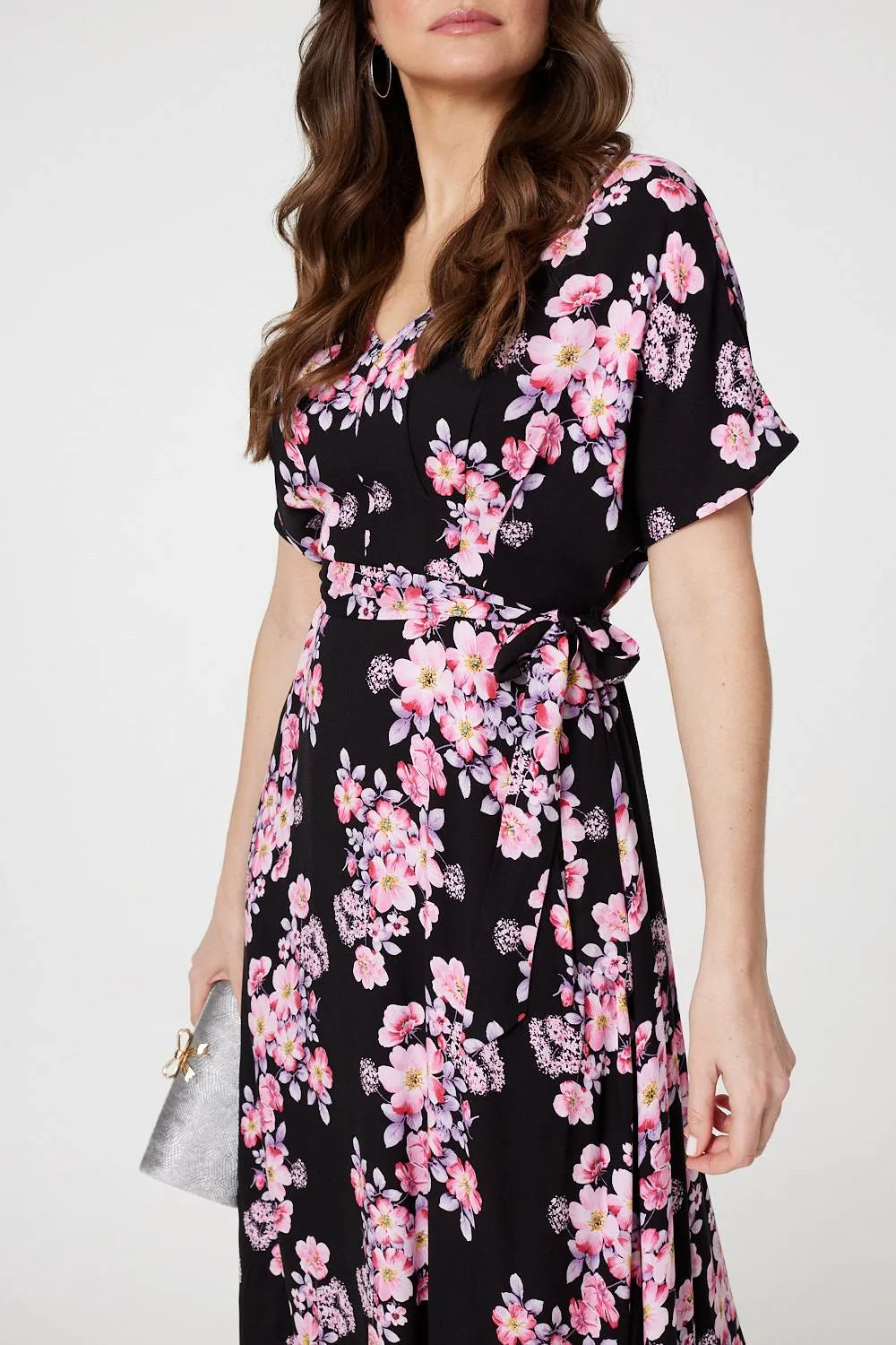 Floral V-Neck Maxi Dress with Belt