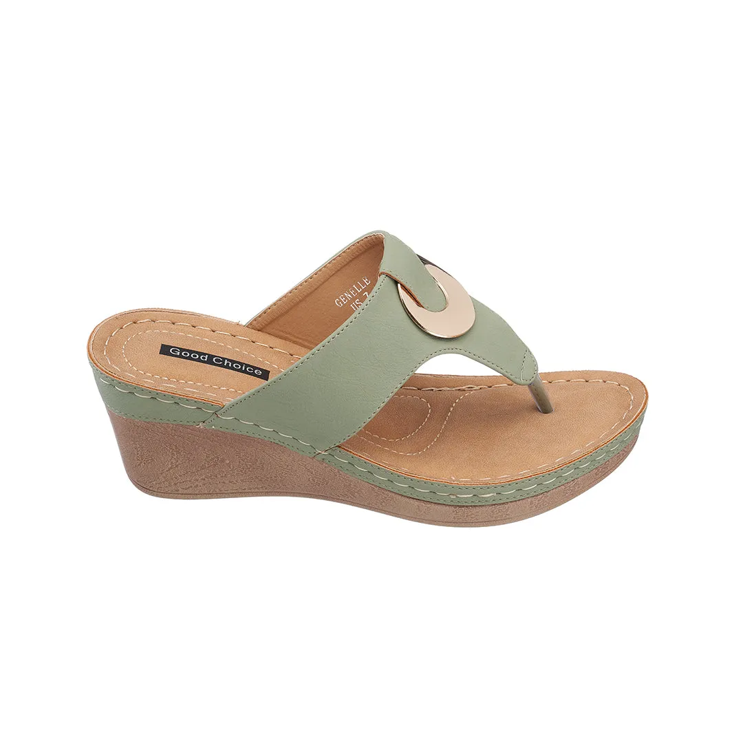 Genelle Green Wedge Sandals