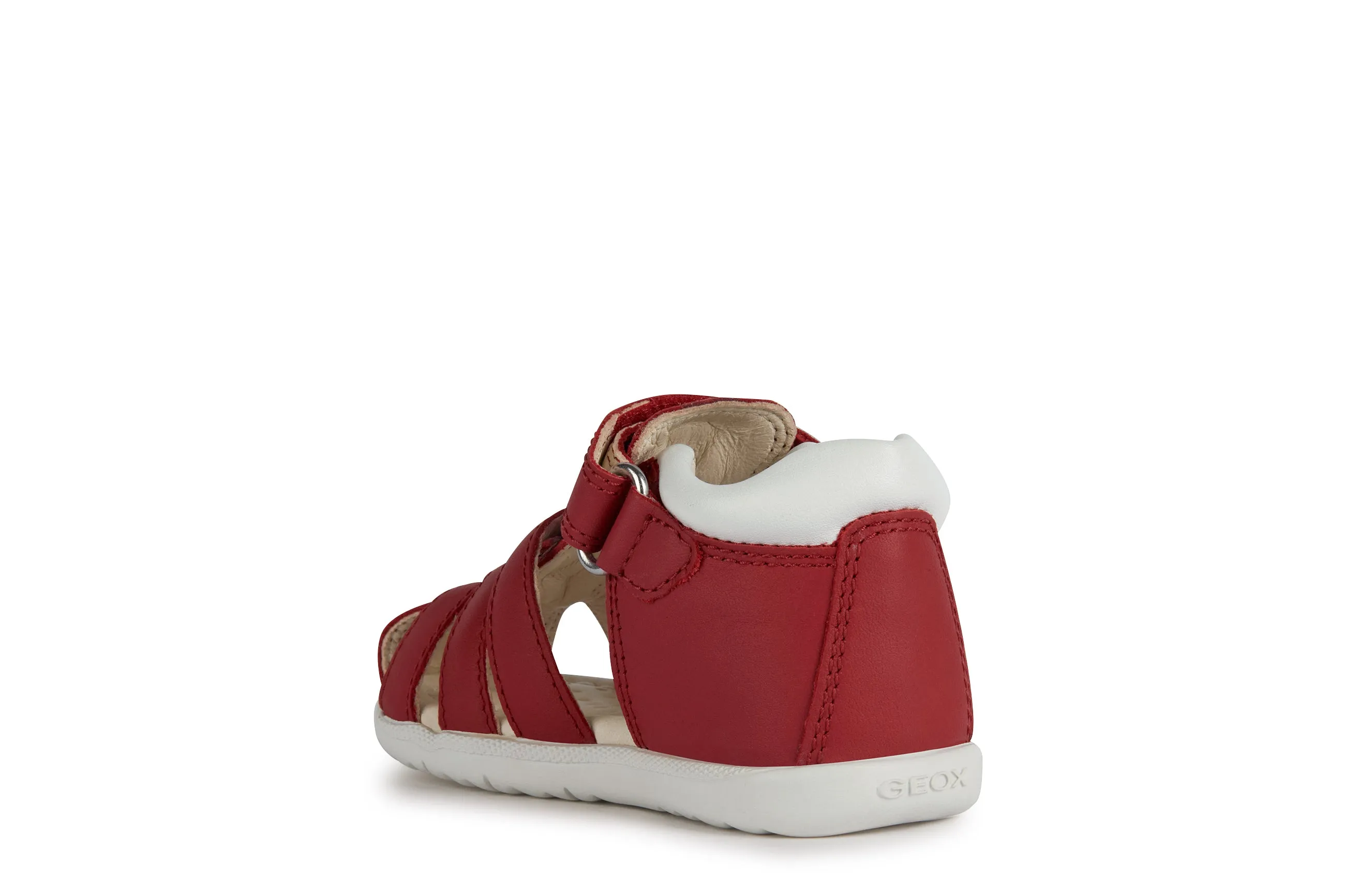 Geox Macchia Boys Red-White Closed Toe Fisherman Sandal