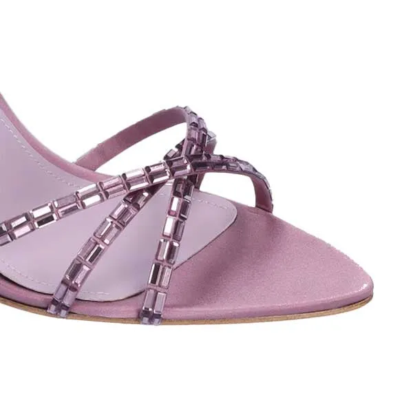 Ines Mauve | Embellished Satin Sandal