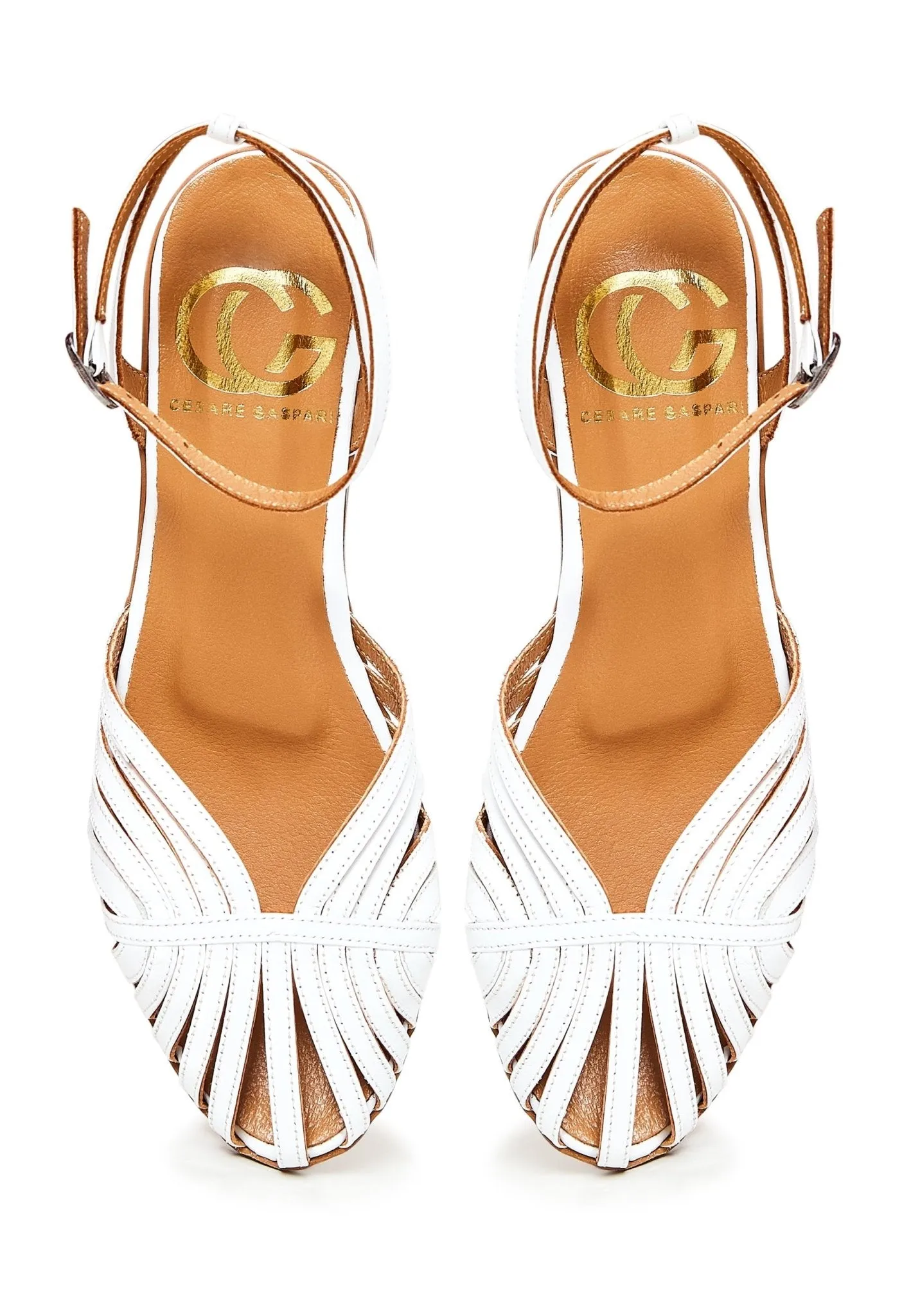 Leather Flat Sole Sandals - White