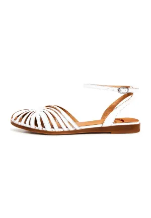 Leather Flat Sole Sandals - White