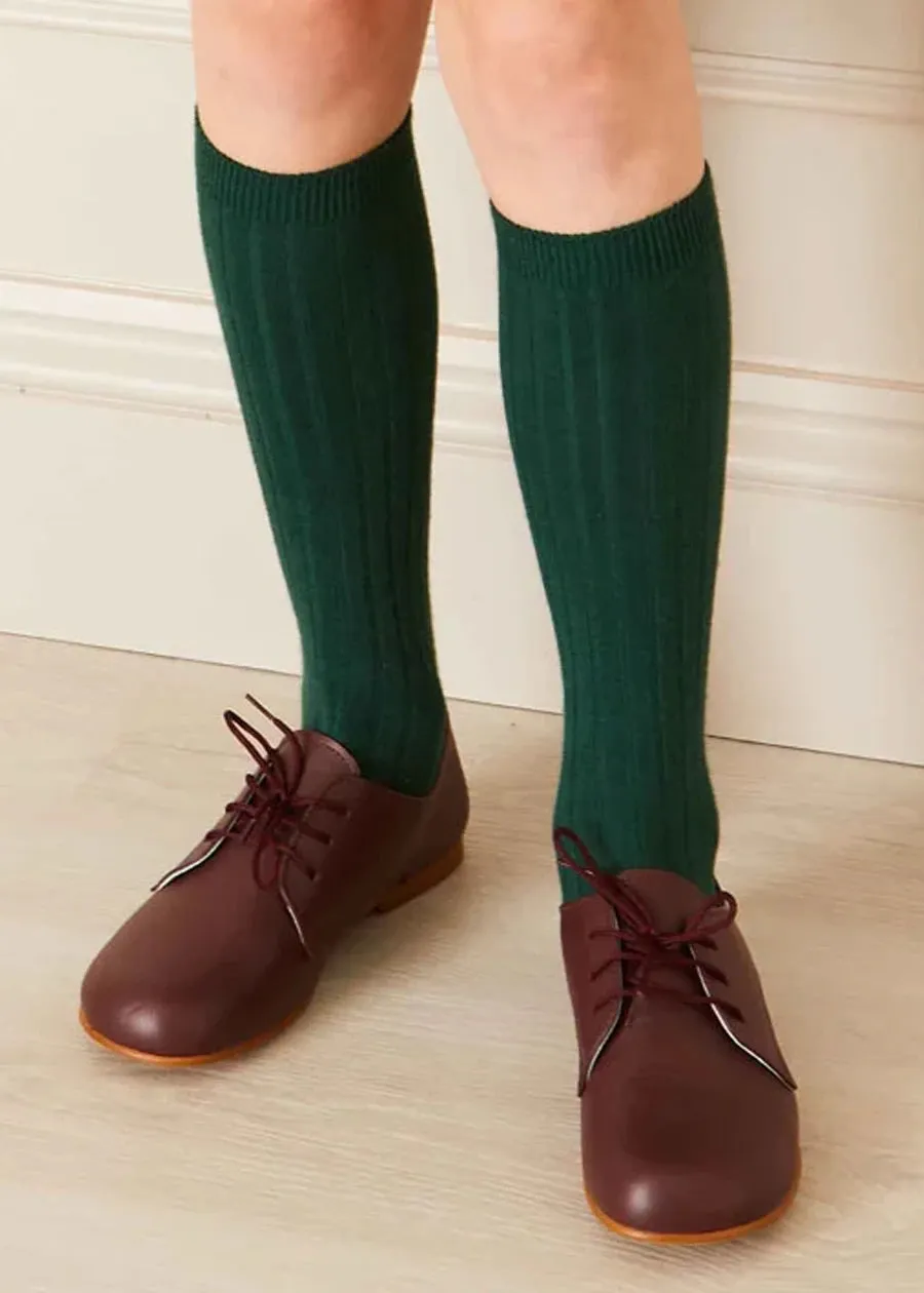 Leather Lace-Up Burgundy Shoes (20-34EU)