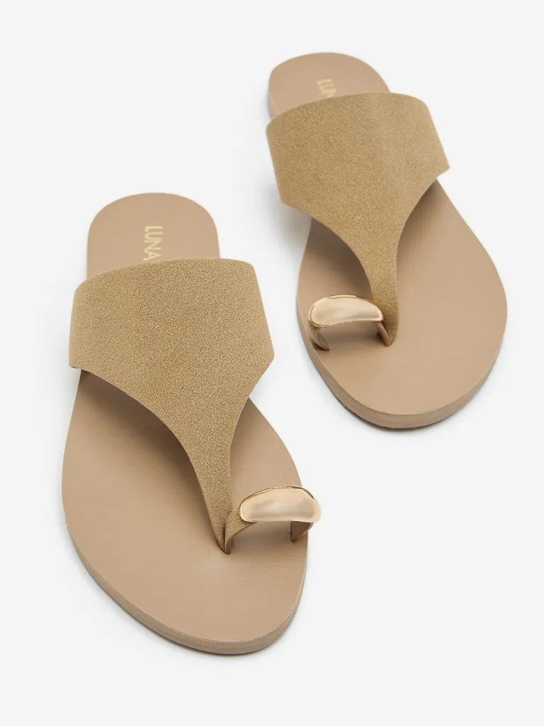 LUNA BLU Olive Toe-Ring Suede Sandals