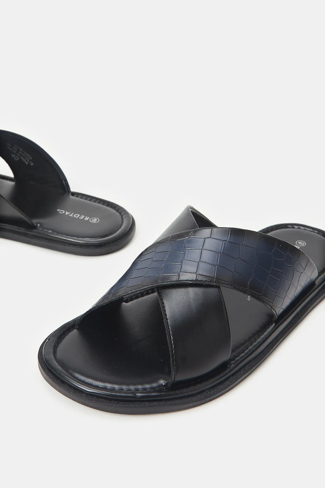 Men Navy Criss Cross Sandals