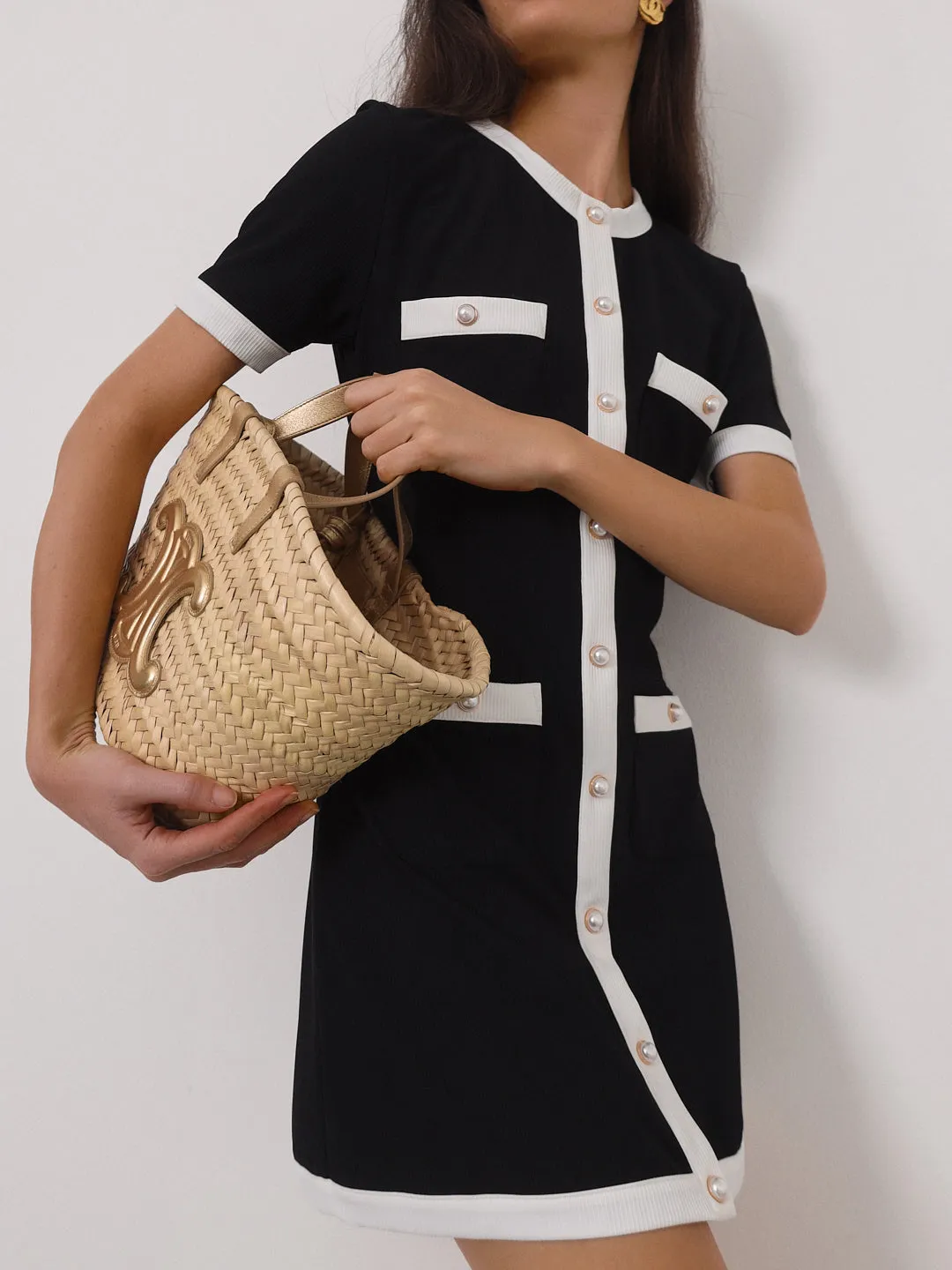 Namina Contrast Day Dress | Black & White