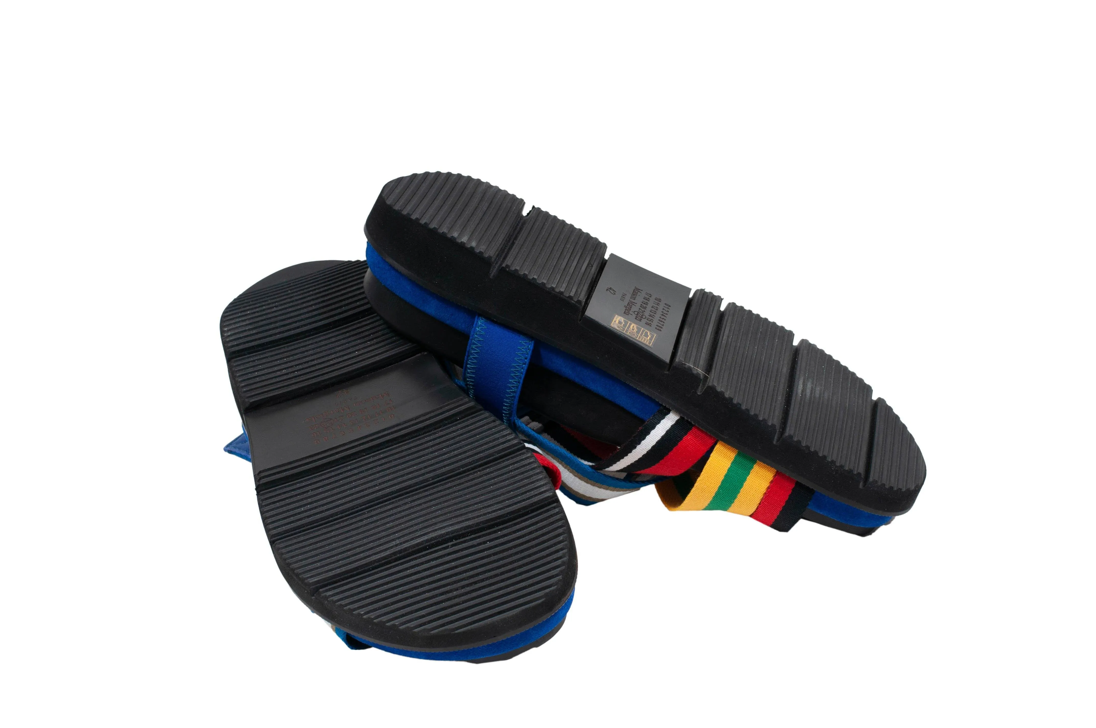 Nylon Taped Color Block Soft Leather Sandals