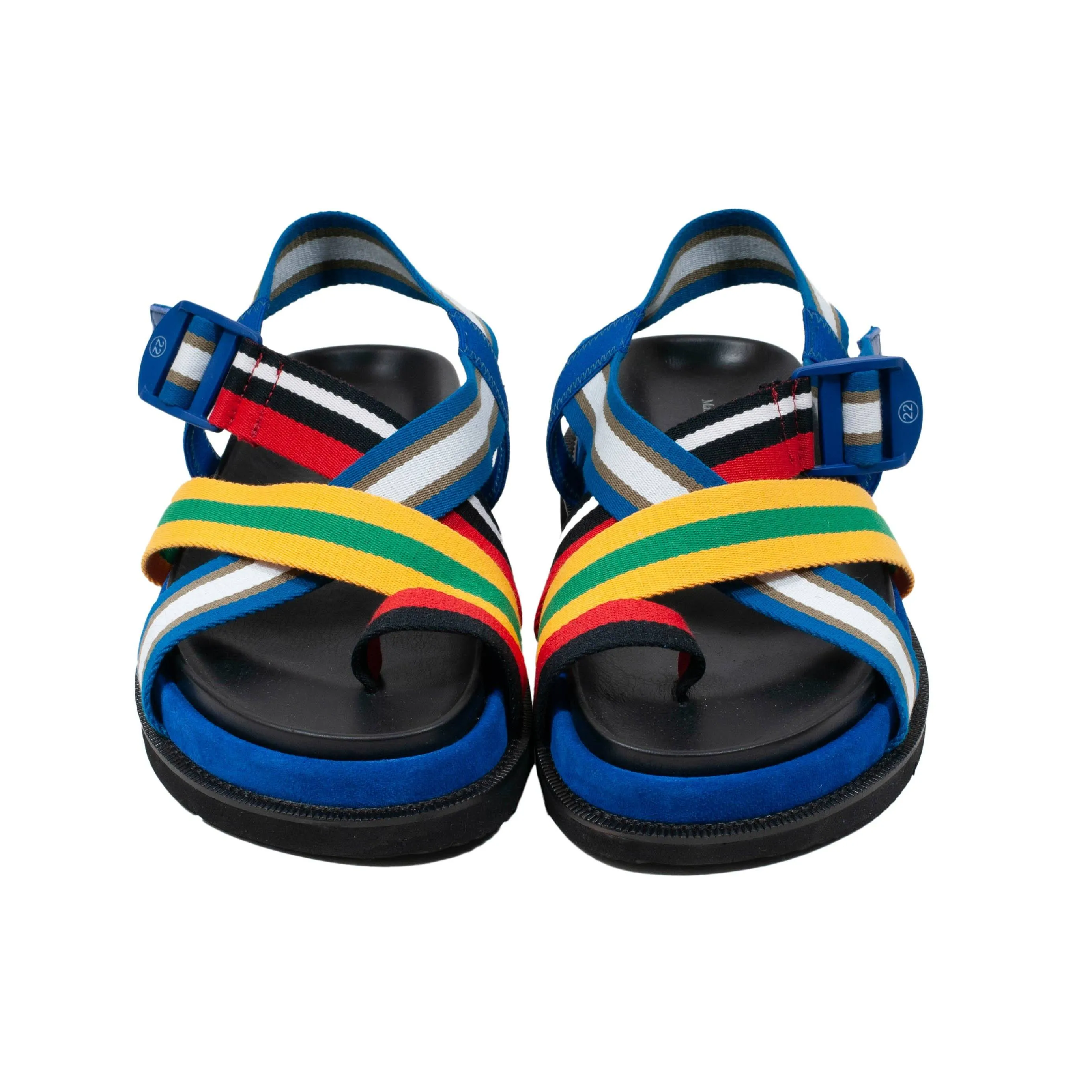 Nylon Taped Color Block Soft Leather Sandals