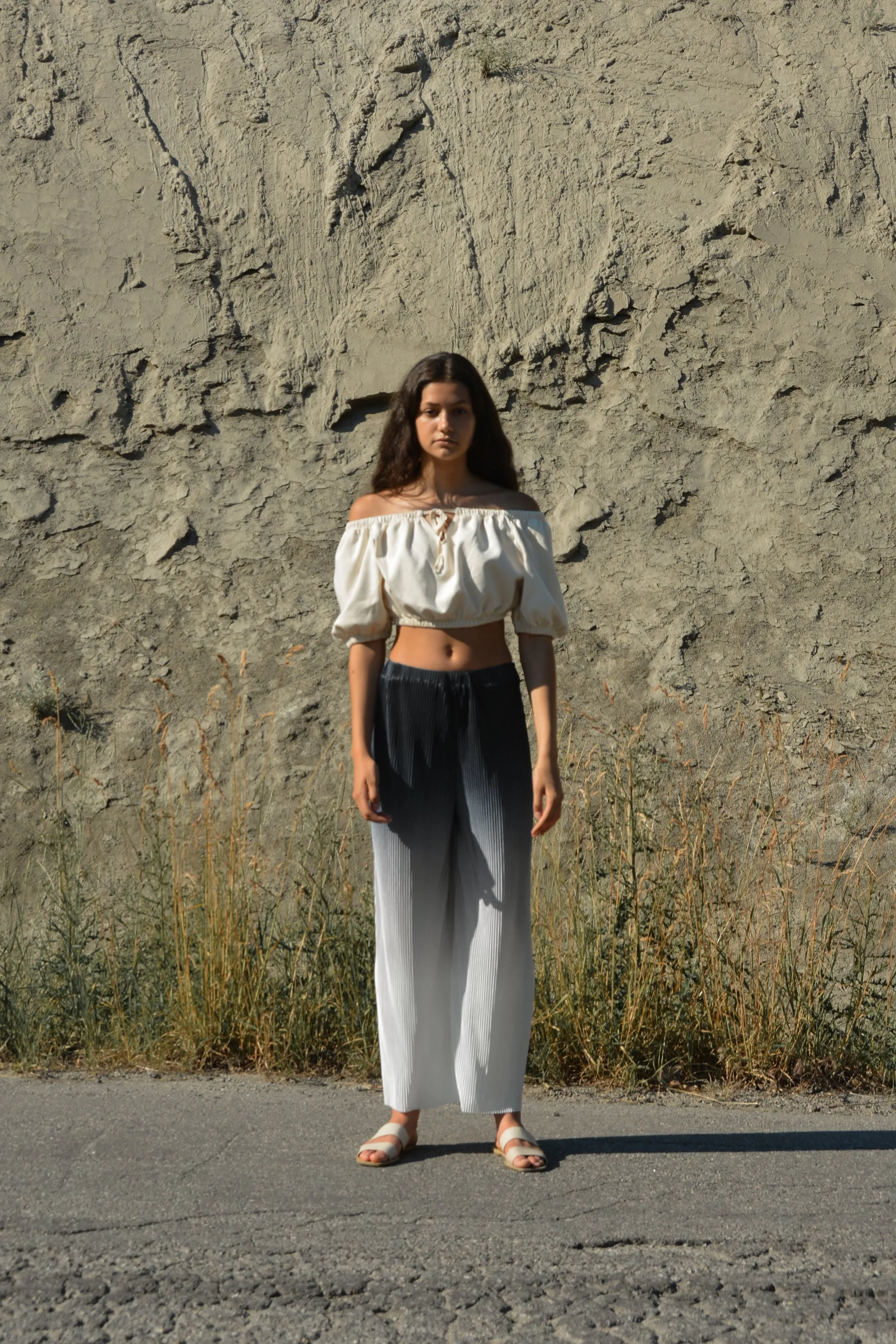 OMBRE PLEATED WIDE LEG PANT