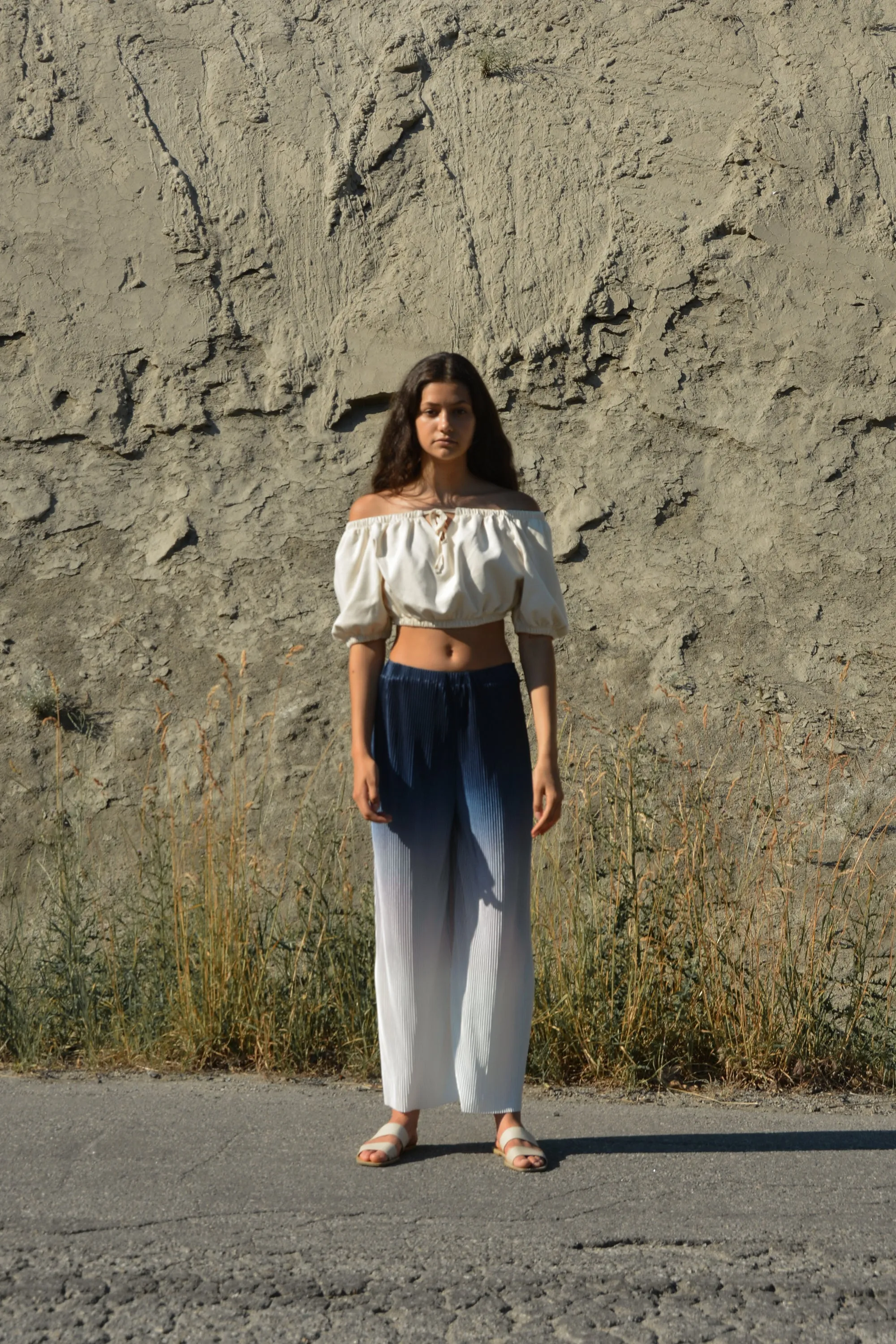 OMBRE PLEATED WIDE LEG PANT