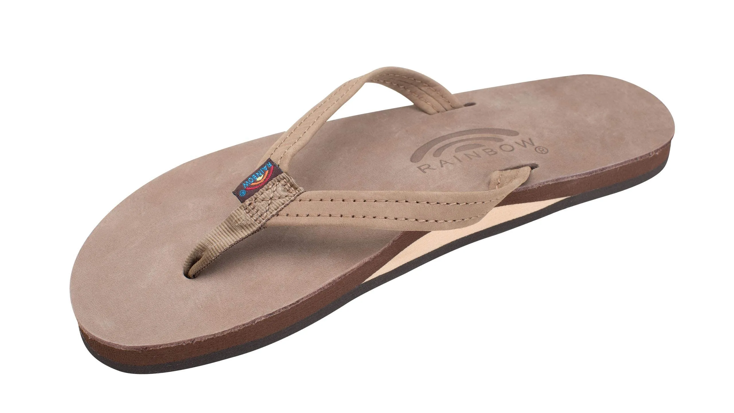 Rainbow Sandals Women's Single Layer Premier Leather Narrow Strap, Dark Brown