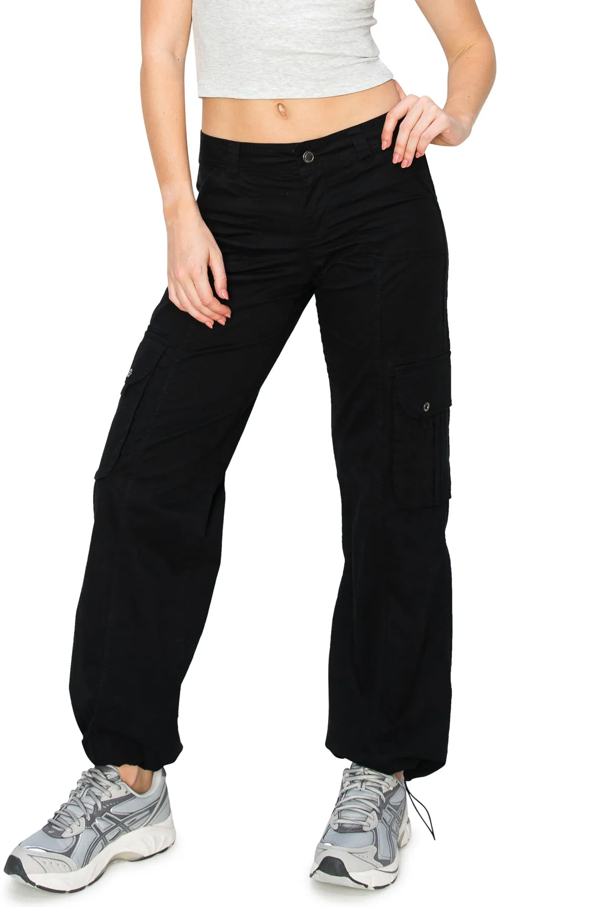 Relaxed Fit Cargo Bungee Pants - Black