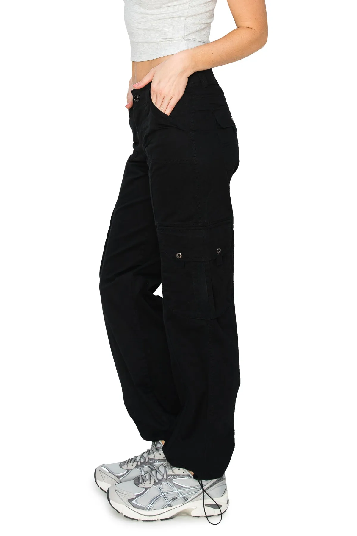 Relaxed Fit Cargo Bungee Pants - Black