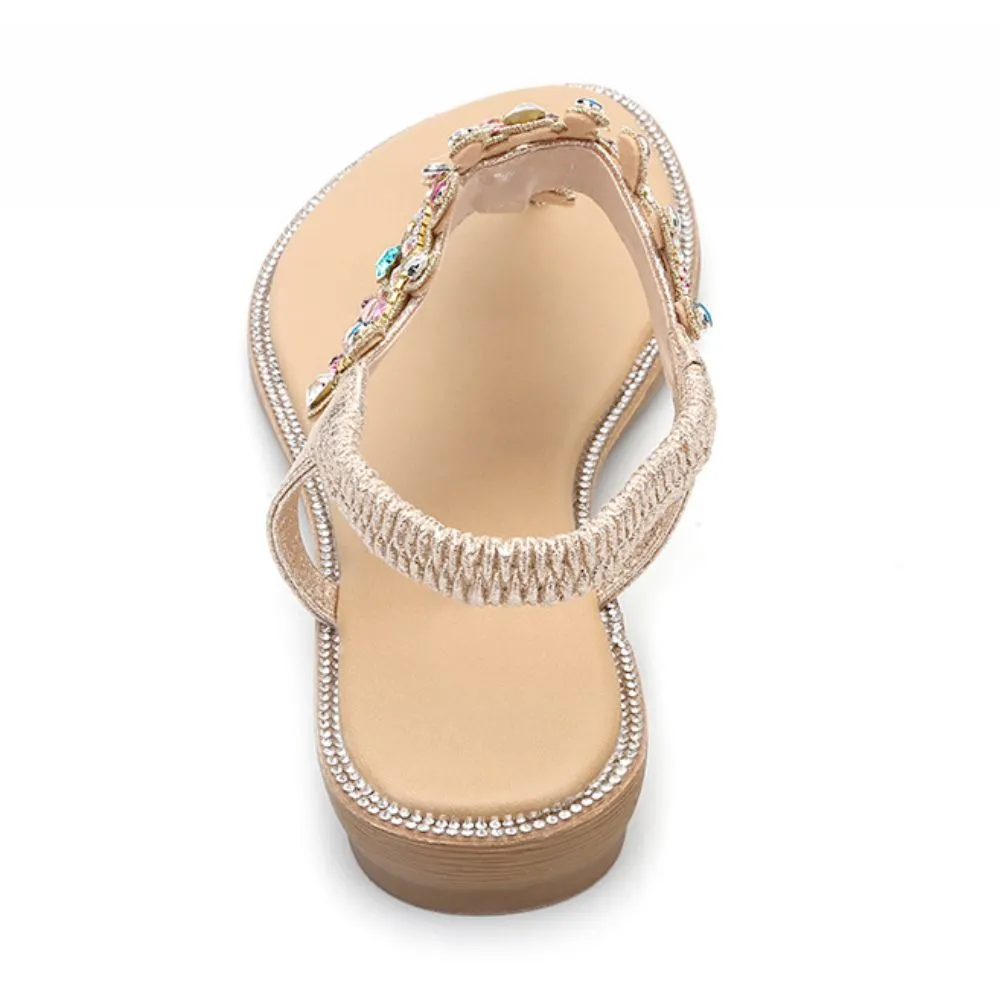 Rhinestone Gladiator Leather Sandals