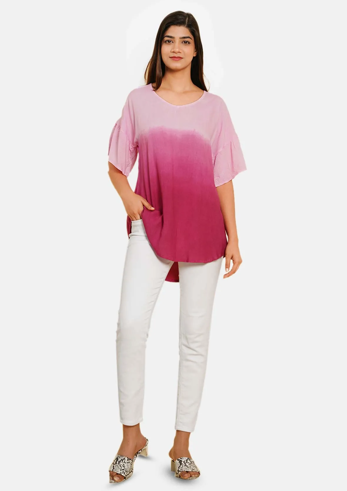 Round Neck Ombre Top