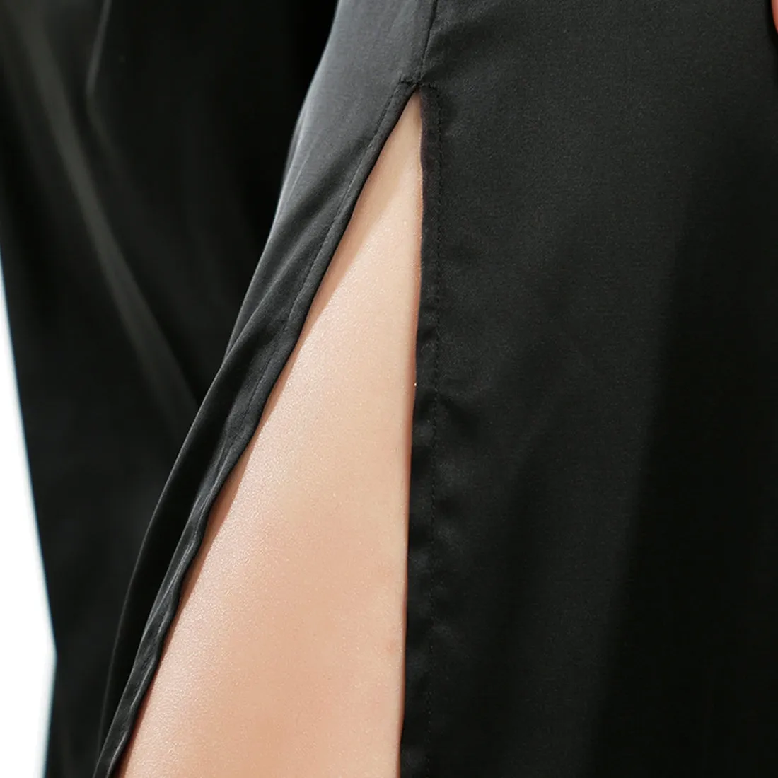 Ruched Detail Slit Slip Dress