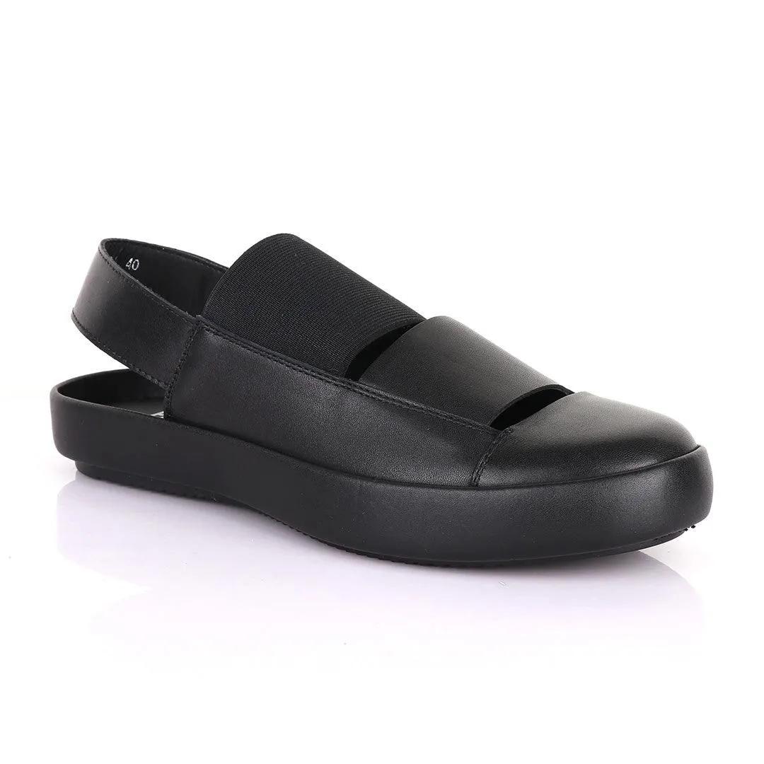 Salvatore Ferragamo Black Leather Exquisite Sandals