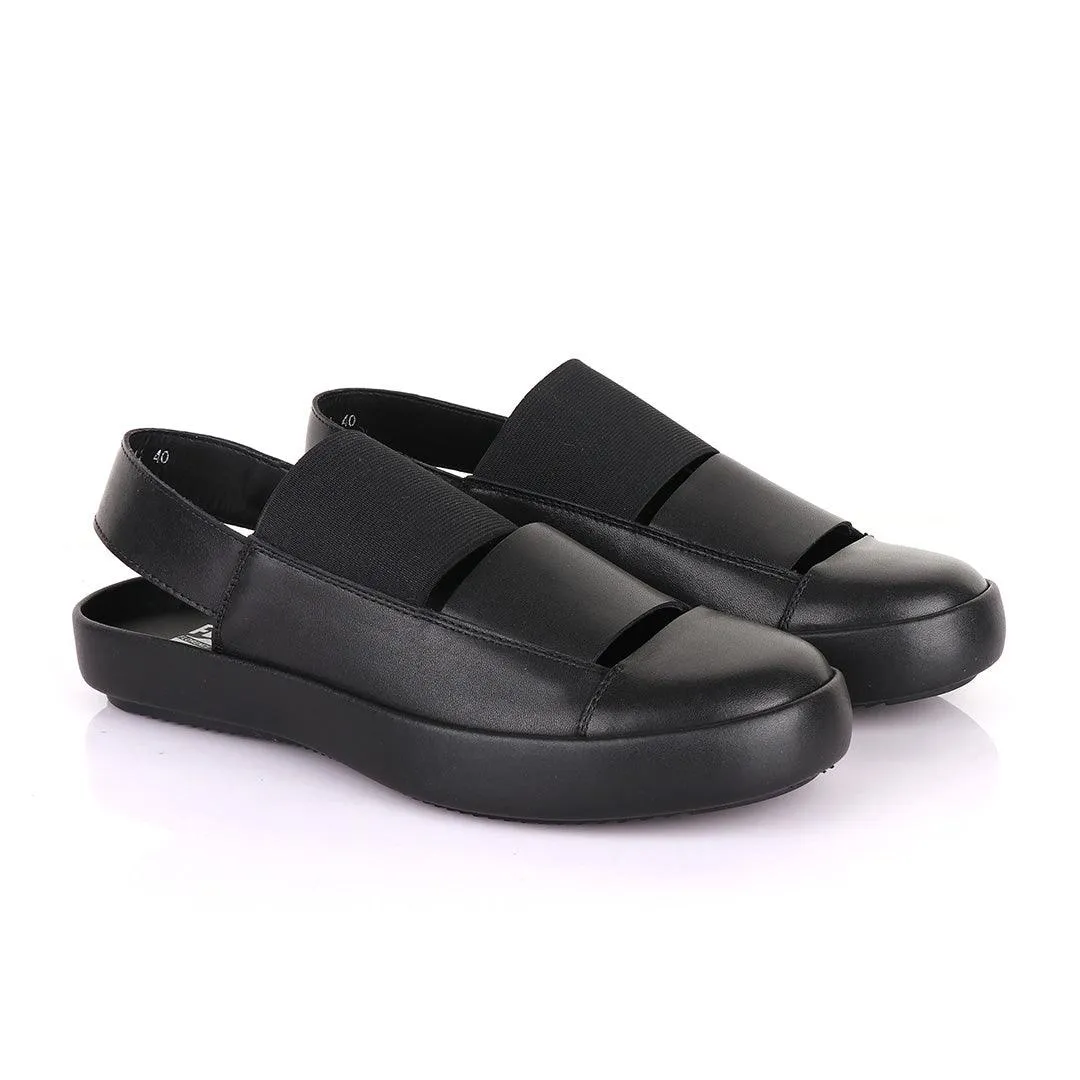 Salvatore Ferragamo Black Leather Exquisite Sandals