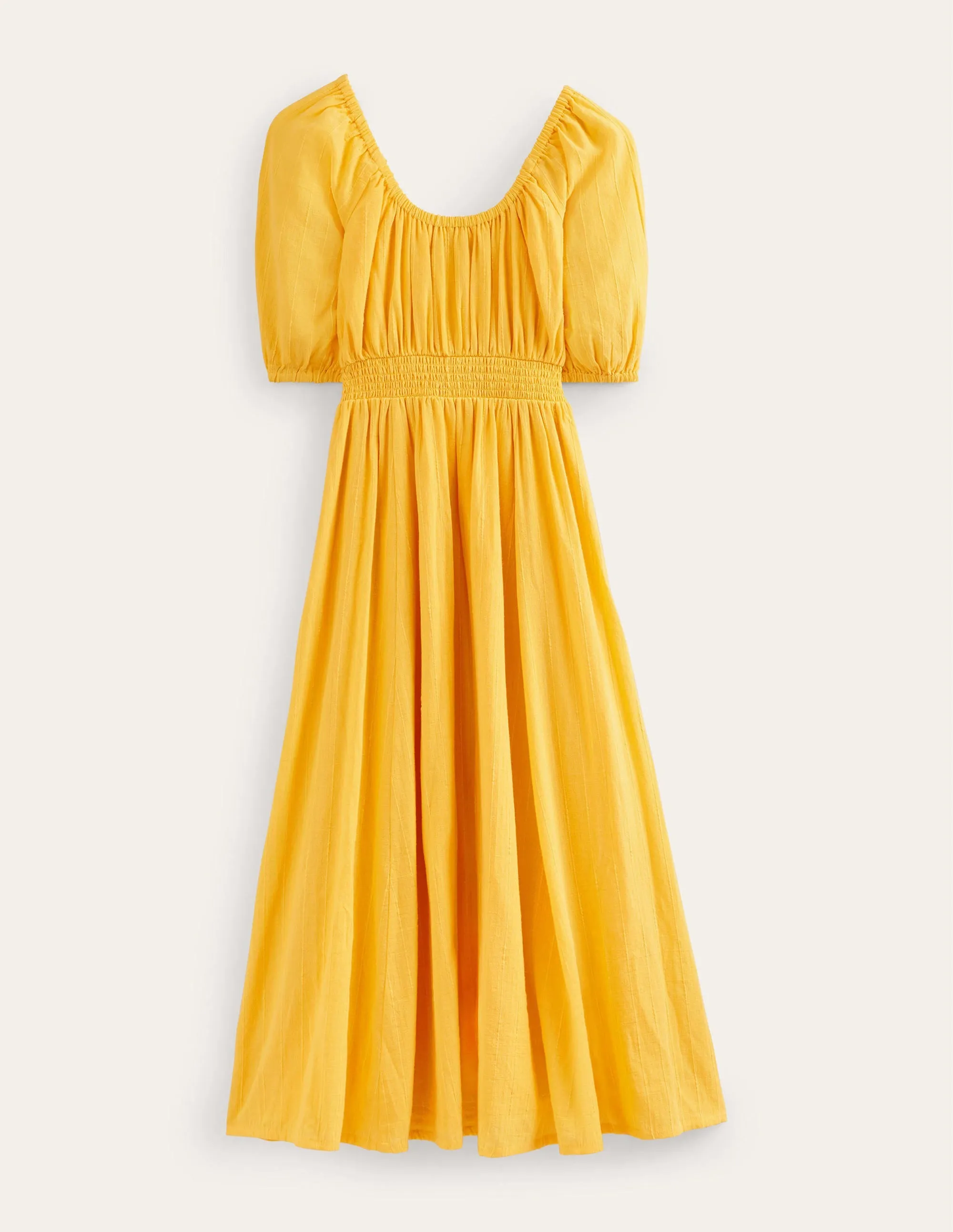 Scoop Neck Maxi Dress-Yellow Texture