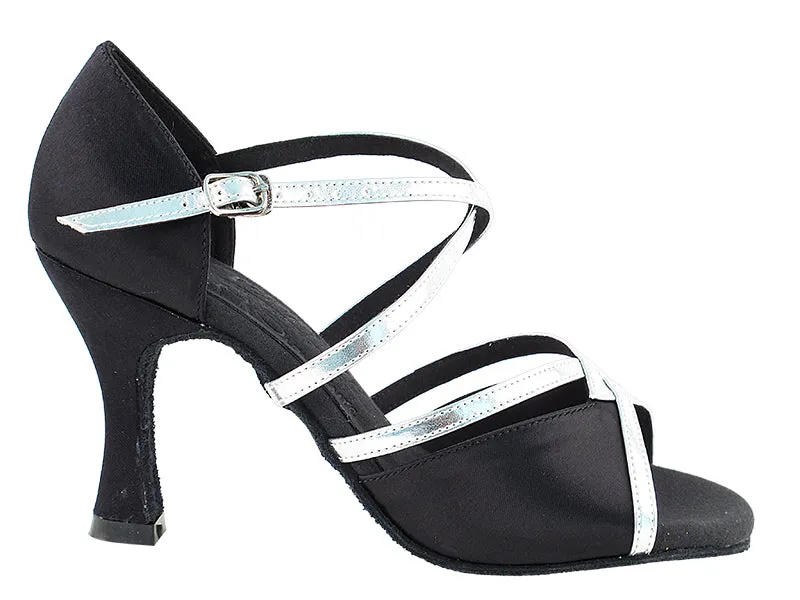 Signature Series Black Satin & Silver Trim Dance Sandals