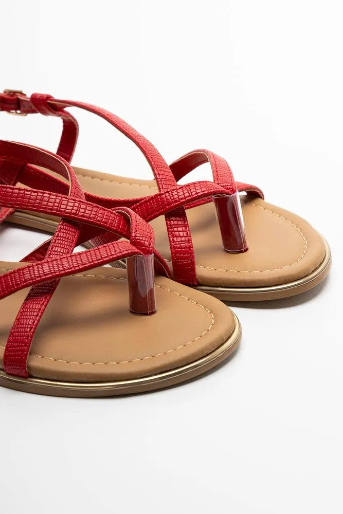 Toe Post Strappy Sandal Red