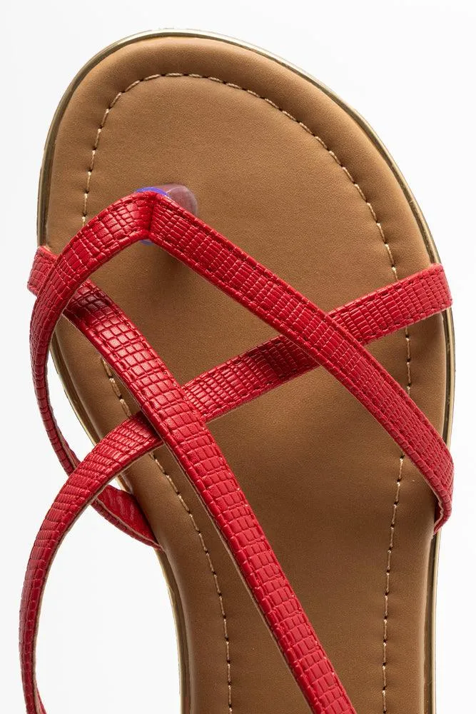 Toe Post Strappy Sandal Red