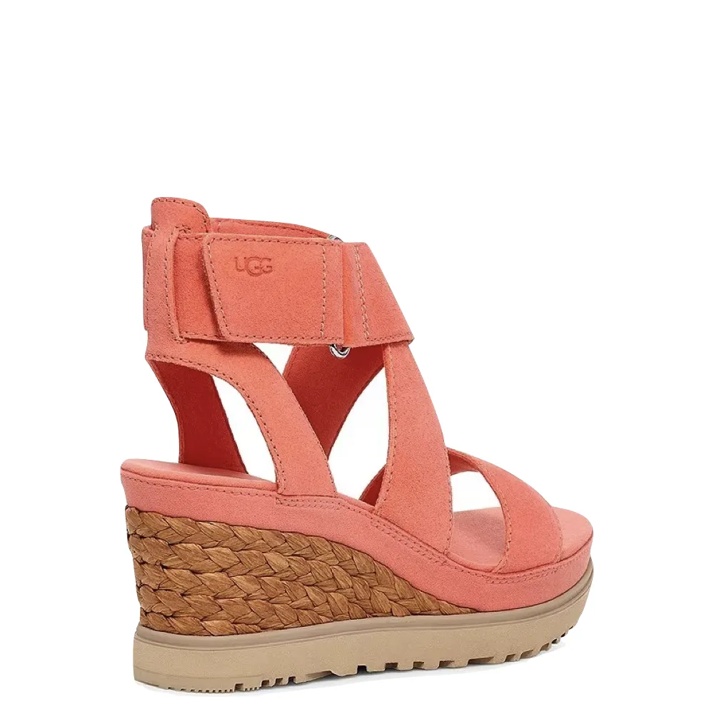 Ugg Women's Ileana Ankle Wedge Sandal in Vibrant Coral