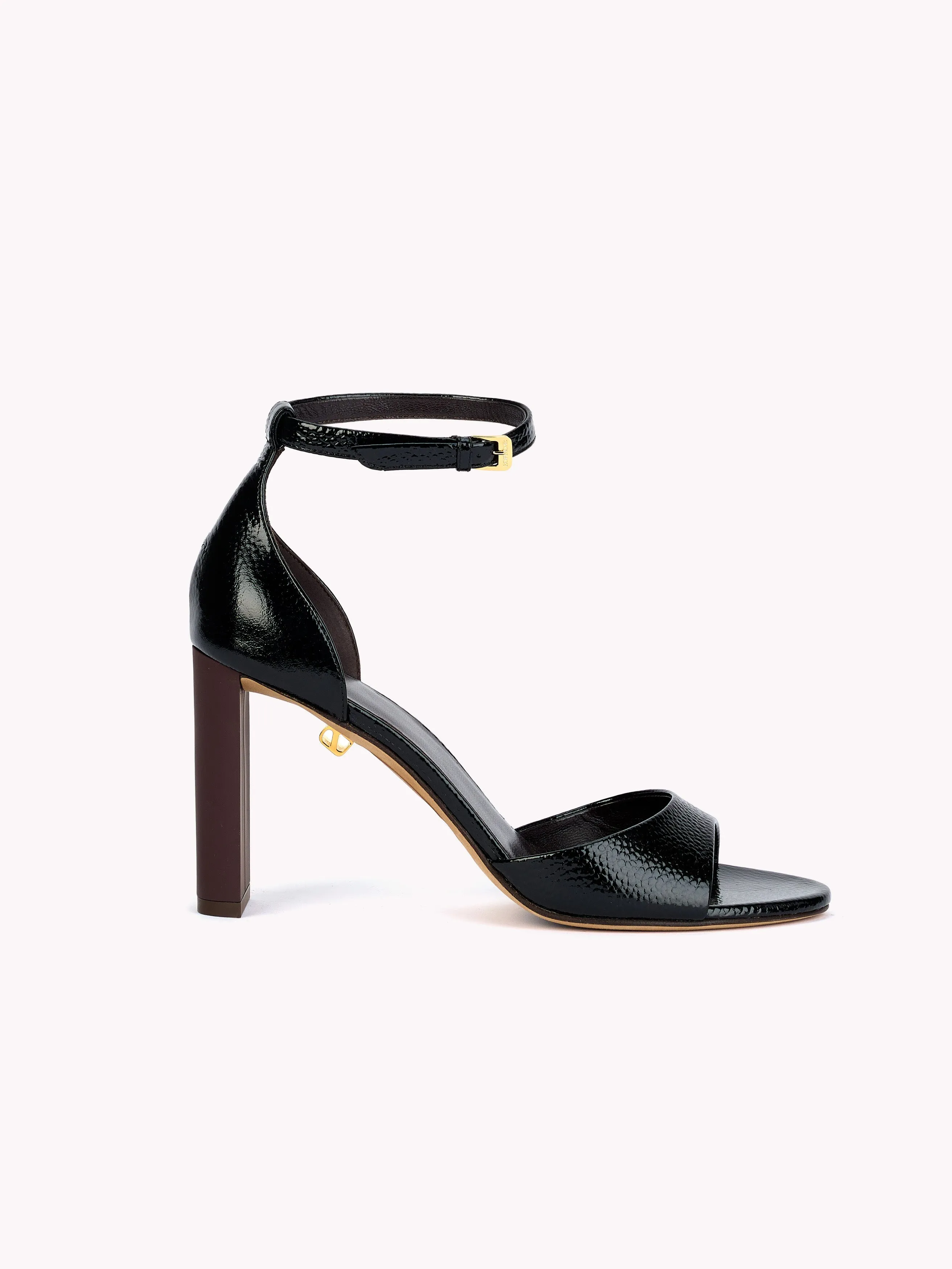 Valentina Caviar high-heel Patent Grained Black Leather