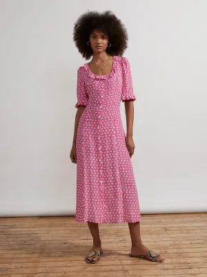 Violette Pink Ditsy Floral Midi Dress